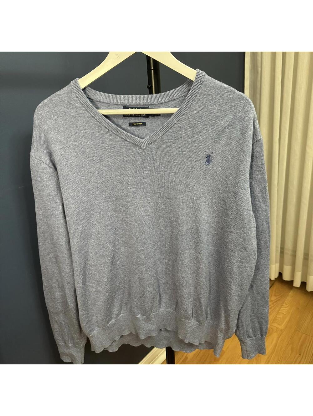 Polo Ralph Lauren, Mens V-Neck Pullover Sweater, Light Blue XL